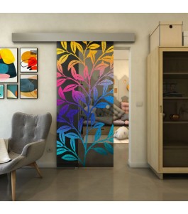 Glasschiebetür ECO-LINE - Fineprint Model 099 Verlauf auf Grauglas
