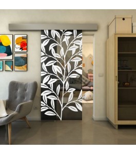 Glasschiebetür ECO-LINE - Fineprint Model 099 Weiss auf Grauglas