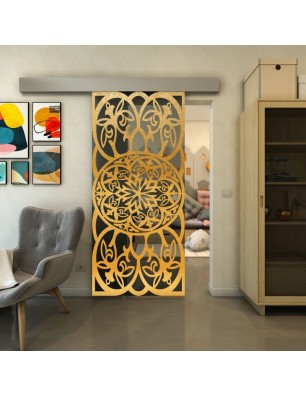 Glasschiebetür ECO-LINE - Fineprint Model 100 Gold auf Grauglas