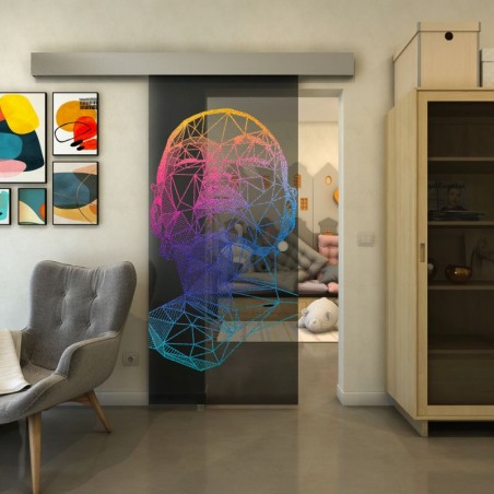 Glasschiebetür ECO-LINE - Fineprint Model 103 Verlauf auf Grauglas