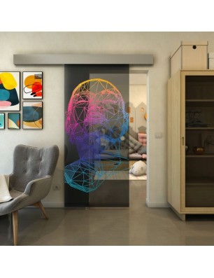 Glasschiebetür ECO-LINE - Fineprint Model 103 Verlauf auf Grauglas