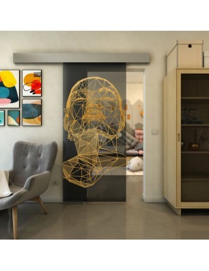 Glasschiebetür ECO-LINE - Fineprint Model 103 Gold auf Grauglas