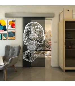 Glasschiebetür ECO-LINE - Fineprint Model 103 Weiss auf Grauglas