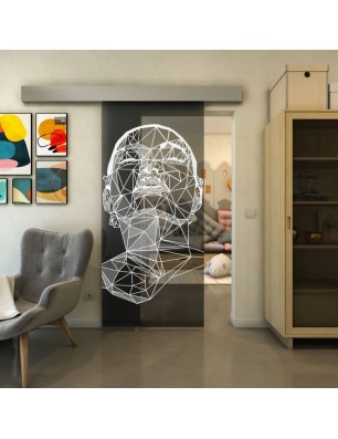 Glasschiebetür ECO-LINE - Fineprint Model 103 Weiss auf Grauglas