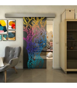 Glasschiebetür ECO-LINE - Fineprint Model 105 Verlauf auf Grauglas