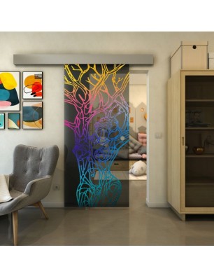 Glasschiebetür ECO-LINE - Fineprint Model 105 Verlauf auf Grauglas