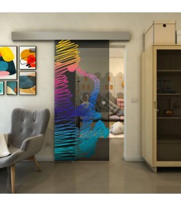 Glasschiebetür ECO-LINE - Fineprint Model 106 Verlauf auf Grauglas