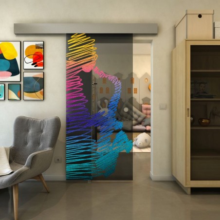 Glasschiebetür ECO-LINE - Fineprint Model 106 Verlauf auf Grauglas