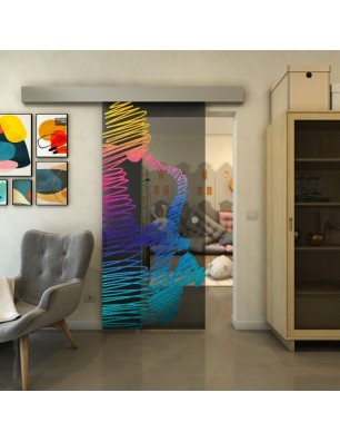 Glasschiebetür ECO-LINE - Fineprint Model 106 Verlauf auf Grauglas