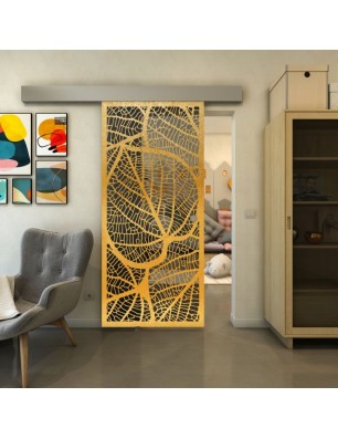 Glasschiebetür ECO-LINE - Fineprint Model 107 Gold auf Grauglas