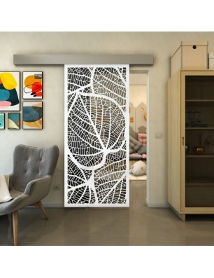 Glasschiebetür ECO-LINE - Fineprint Model 107 Weiss auf Grauglas