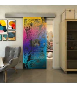 Glasschiebetür ECO-LINE - Fineprint Model 108 Verlauf auf Grauglas