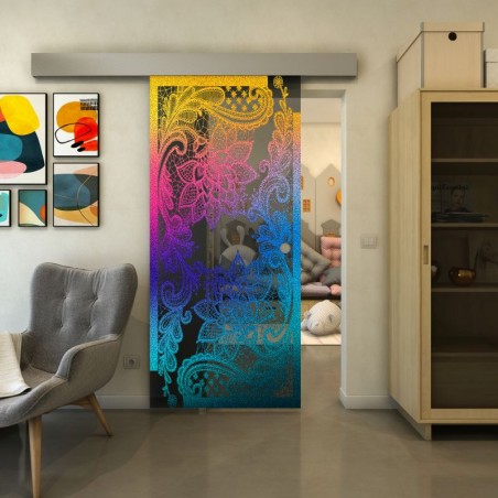Glasschiebetür ECO-LINE - Fineprint Model 108 Verlauf auf Grauglas