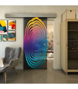 Glasschiebetür ECO-LINE - Fineprint Model 109 Verlauf auf Grauglas