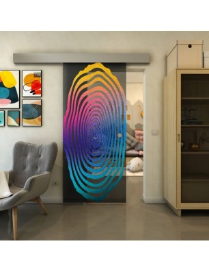 Glasschiebetür ECO-LINE - Fineprint Model 109 Verlauf auf Grauglas