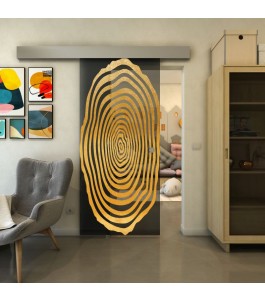Glasschiebetür ECO-LINE - Fineprint Model 109 Gold auf Grauglas