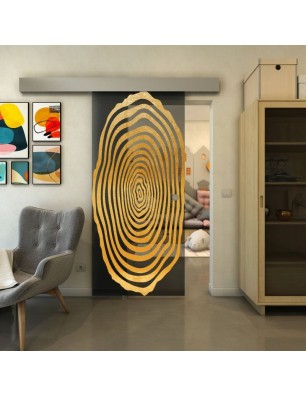 Glasschiebetür ECO-LINE - Fineprint Model 109 Gold auf Grauglas