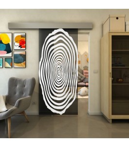 Glasschiebetür ECO-LINE - Fineprint Model 109 Weiss auf Grauglas
