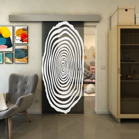 Glasschiebetür ECO-LINE - Fineprint Model 109 Weiss auf Grauglas