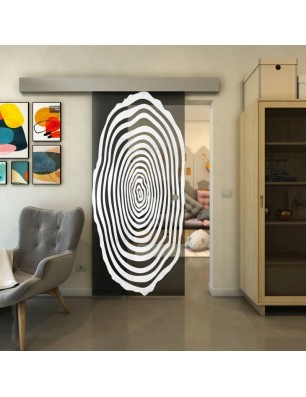 Glasschiebetür ECO-LINE - Fineprint Model 109 Weiss auf Grauglas