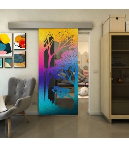 Glasschiebetür ECO-LINE - Fineprint Model 110 Verlauf auf Grauglas