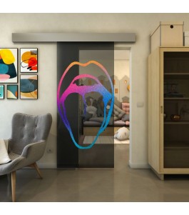 Glasschiebetür ECO-LINE - Fineprint Model 111 Verlauf auf Grauglas