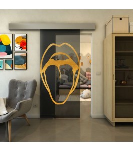 Glasschiebetür ECO-LINE - Fineprint Model 111 Gold auf Grauglas