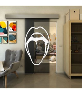 Glasschiebetür ECO-LINE - Fineprint Model 111 Weiss auf Grauglas