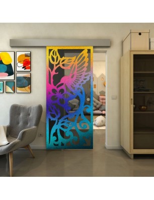 Glasschiebetür ECO-LINE - Fineprint Model 112 Verlauf auf Grauglas