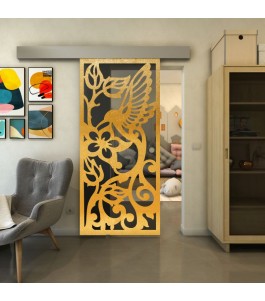 Glasschiebetür ECO-LINE - Fineprint Model 112 Gold auf Grauglas