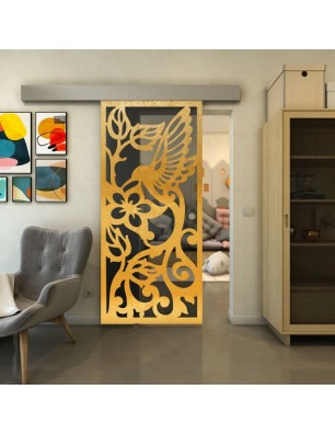 Glasschiebetür ECO-LINE - Fineprint Model 112 Gold auf Grauglas
