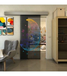 Glasschiebetür ECO-LINE - Fineprint Model 113 Verlauf auf Grauglas