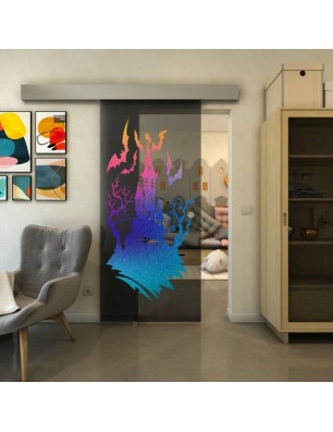 Glasschiebetür ECO-LINE - Fineprint Model 114 Verlauf auf Grauglas