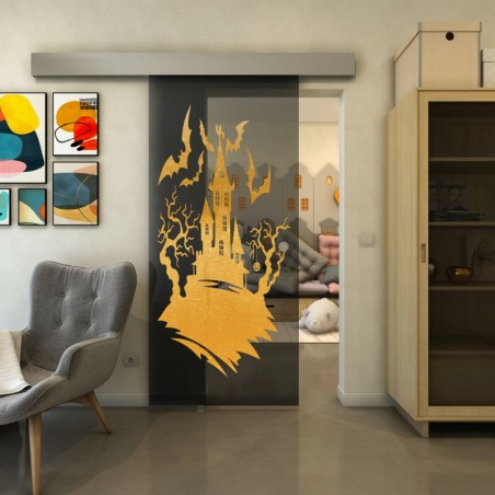Glasschiebetür ECO-LINE - Fineprint Model 114 Gold auf Grauglas