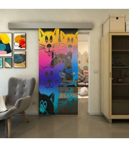 Glasschiebetür ECO-LINE - Fineprint Model 115 Verlauf auf Grauglas