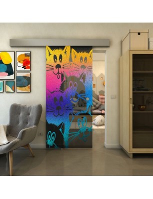 Glasschiebetür ECO-LINE - Fineprint Model 115 Verlauf auf Grauglas