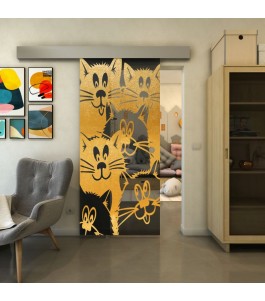 Glasschiebetür ECO-LINE - Fineprint Model 115 Gold auf Grauglas