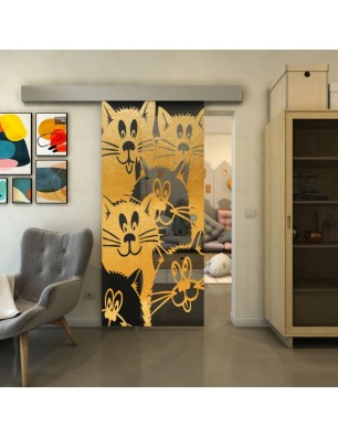 Glasschiebetür ECO-LINE - Fineprint Model 115 Gold auf Grauglas
