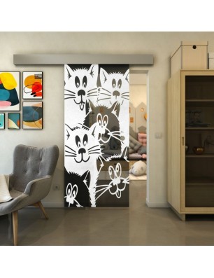 Glasschiebetür ECO-LINE - Fineprint Model 115 Weiss auf Grauglas