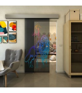 Glasschiebetür ECO-LINE - Fineprint Model 117 Verlauf auf Grauglas