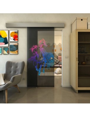 Glasschiebetür ECO-LINE - Fineprint Model 118 Verlauf auf Grauglas
