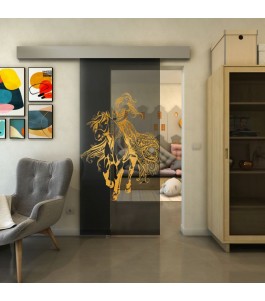 Glasschiebetür ECO-LINE - Fineprint Model 118 Gold auf Grauglas