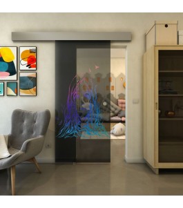 Glasschiebetür ECO-LINE - Fineprint Model 119 Verlauf auf Grauglas