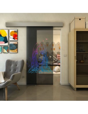 Glasschiebetür ECO-LINE - Fineprint Model 119 Verlauf auf Grauglas