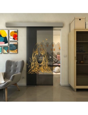 Glasschiebetür ECO-LINE - Fineprint Model 119 Gold auf Grauglas