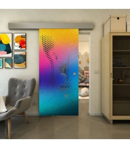 Glasschiebetür ECO-LINE - Fineprint Model 120 Verlauf auf Grauglas