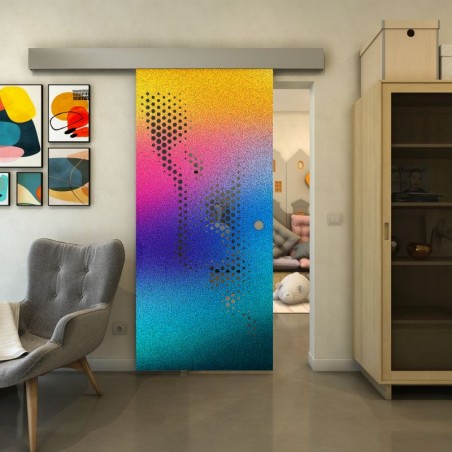 Glasschiebetür ECO-LINE - Fineprint Model 120 Verlauf auf Grauglas