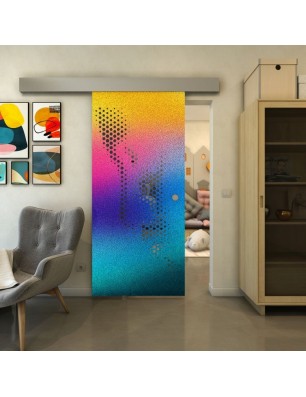 Glasschiebetür ECO-LINE - Fineprint Model 120 Verlauf auf Grauglas