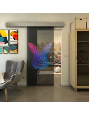Glasschiebetür ECO-LINE - Fineprint Model 121 Verlauf auf Grauglas