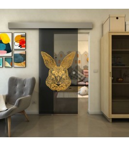 Glasschiebetür ECO-LINE - Fineprint Model 121 Gold auf Grauglas